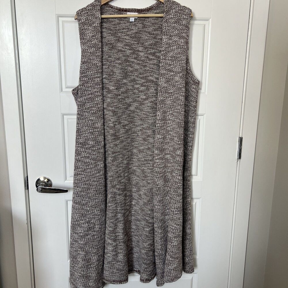 LulaRoe Sleeveless Long Duster Cardigan Size XL Cotton Blend Open Front Knit